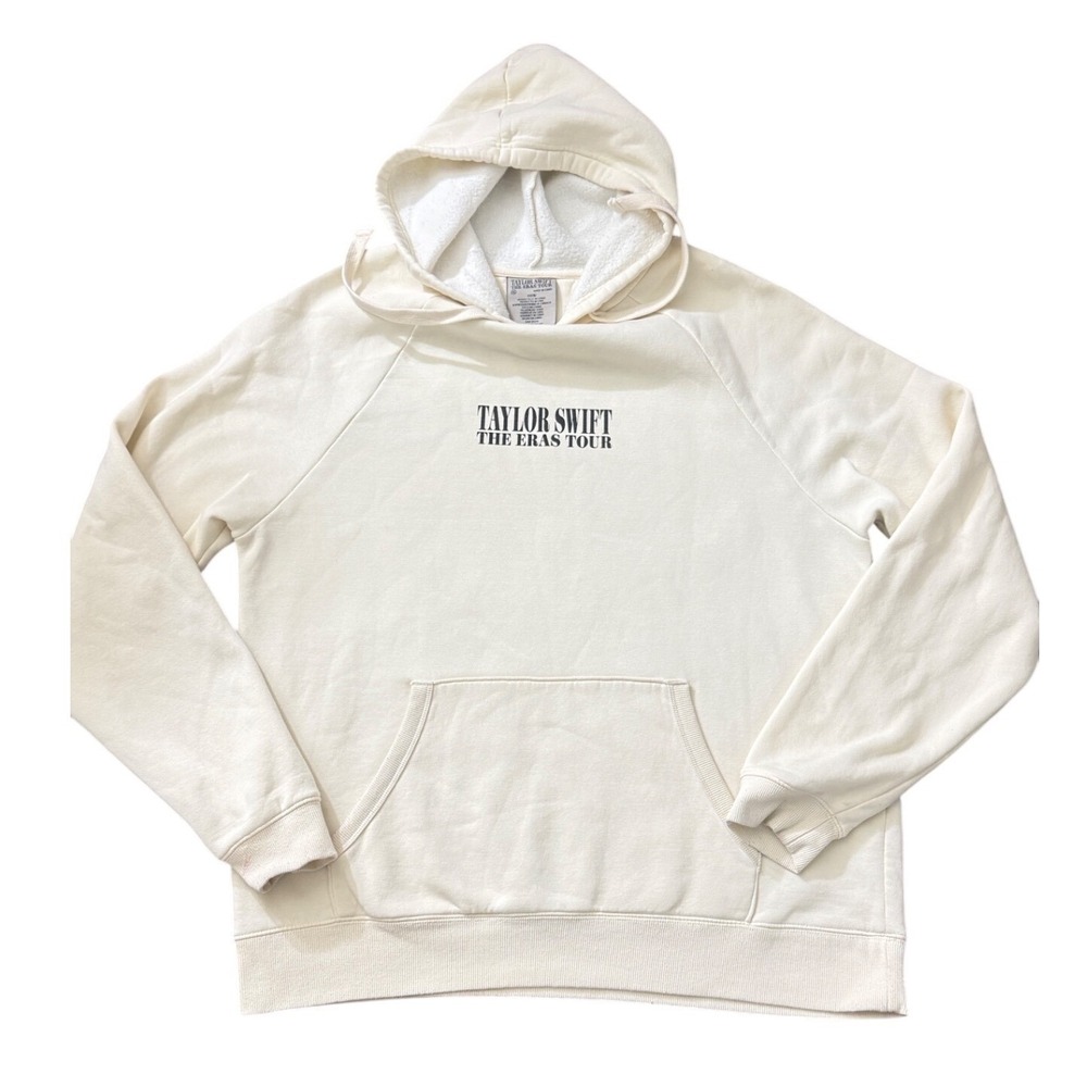 Taylor Swift The‎ Eras Tour Hoodie Cream Beige Graphic Pullover Sweatshirt M